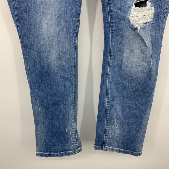 Torrid Jeans Boyfriend Straight Stretch Blue Distressed - Picture 8 of 13
